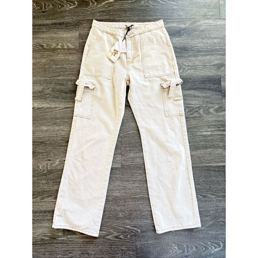 NWT Sincerely Jules Khaki Cargo Denim Pants Size 9/28